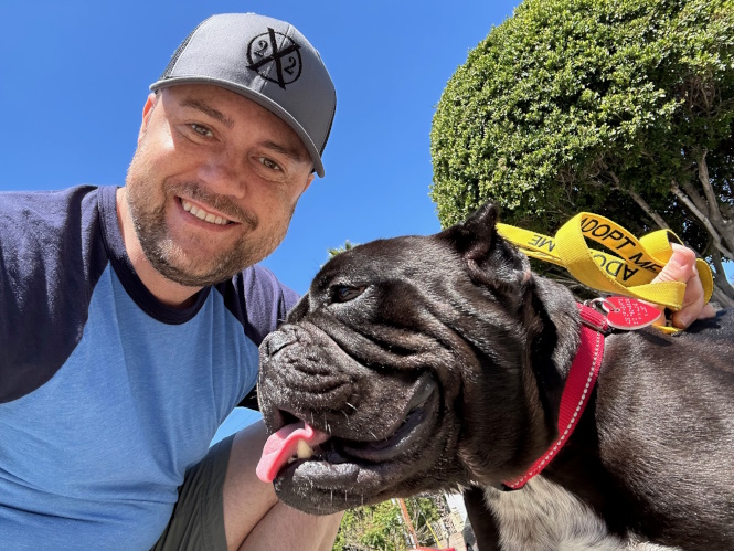 Austin Harris with his dog